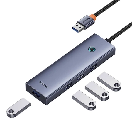 HUB 4W1 BASEUS ULTRAJOY  USB-A DO 4XUSB 3.0 (SZARY)
