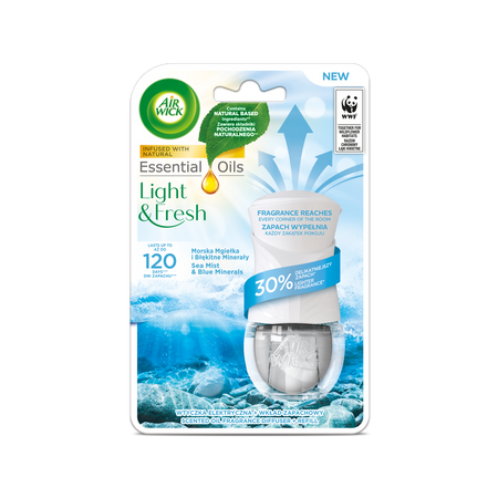 ODŚWIEŻACZ POWIETRZA URZĄDZENIE + WKŁAD AIR WICK ELECTRIC MORSKA MGIEŁKA I BŁĘKITNE MINERAŁY 19ML