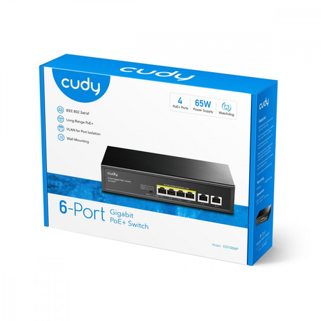 CUDY PRZEŁĄCZNIK GS1006P 6-PORT GIGABIT POE+ SWITCH 65W