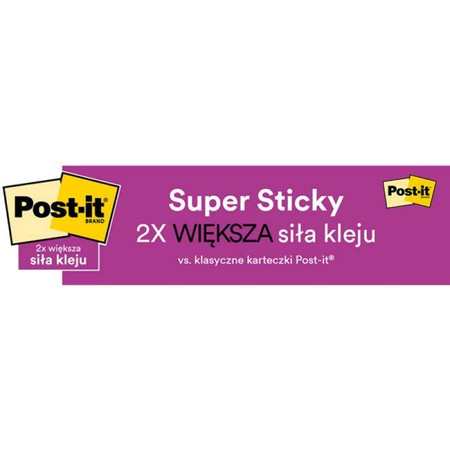 KARTECZKI SAMOPRZYLEPNE BOOST, 76X76MM 3M POST-IT® SUPER STICKY Z-NOTES 5X90 KART