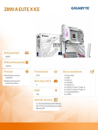 GIGABYTE PŁYTA GŁÓWNA Z890 A ELITE X ICE