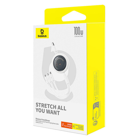 KABEL 3W1 BASEUS FREE2DRAW USB DO M+L+C 100W, 1,1 M (BIAŁY)
