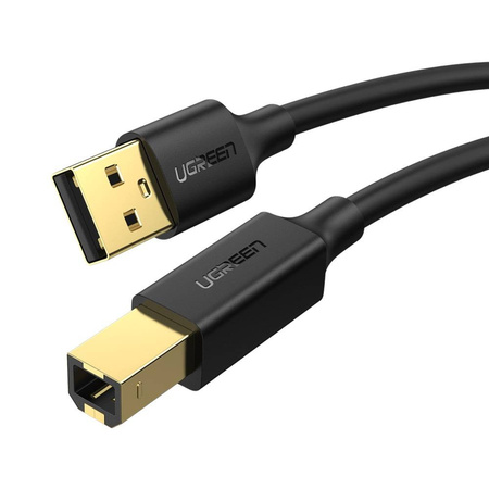 UGREEN US135 KABEL USB 2.0 A-B DO DRUKARKI, POZŁACANY, 1.5M (CZARNY)