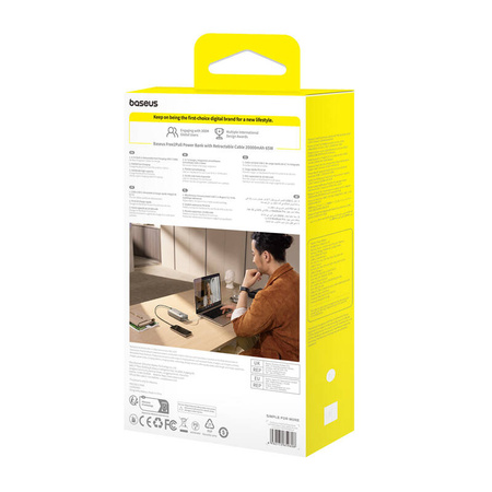 POWERBANK BASEUS OS FREE2PULL 20000MAH 65W + KABEL (SZARY)