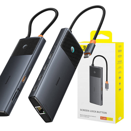 ADAPTER HUB 10W1 BASEUS USB-C - 2XHDMI, 3XUSB-A, USB-C, RJ45, SD/TF, PD (CZARNY)