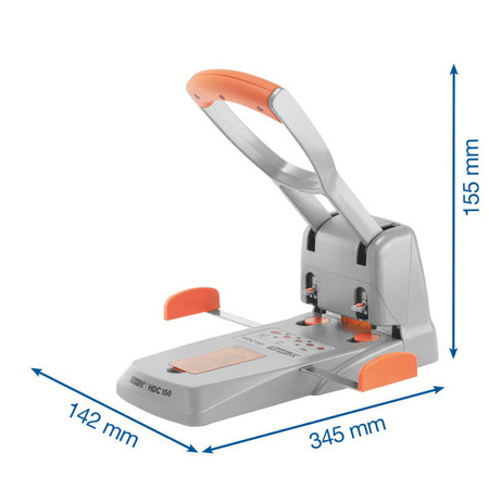 DZIURKACZ RAPID SUPREME HDC150/2 SREBRNY, POMARAŃCZOWY 150 KARTEK 2 OTW. 80 MM