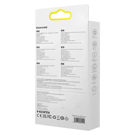 HUB 6W1 BASEUS STARJOY SERIES, USB-C DO HDMI + 3 X USB 3.0 + USB-C PD + RJ45