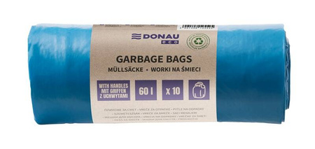 WORKI LDPE Z USZAMI DONAU ECO NIEBIESKIE 60L 10SZT.