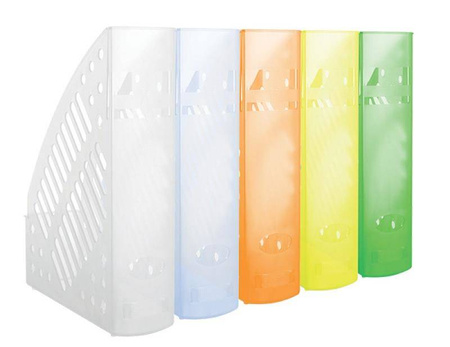 POJEMNIK NA CZASOPISMA A4 DONAU TRANSPARENTNY NIEBIESKI POLISTYREN