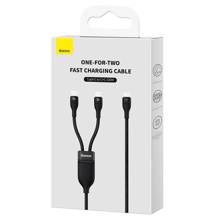KABEL USB 2W1 BASEUS FLASH SERIES, USB-C DO USB-C 100W, 1.5M (CZARNY)