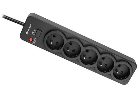 TRACER LISTWA ZASILAJĄCA POWERGUARD PRO 1.8M (5 GNIAZD, 1 WŁĄCZNIK) CZARNA