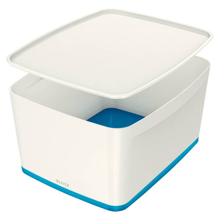 POJEMNIK DO PRZECHOWYWANIA 318X385X198MM LEITZ MYBOX WOW Z POKRYWĄ 52161036 NIEBIESKI