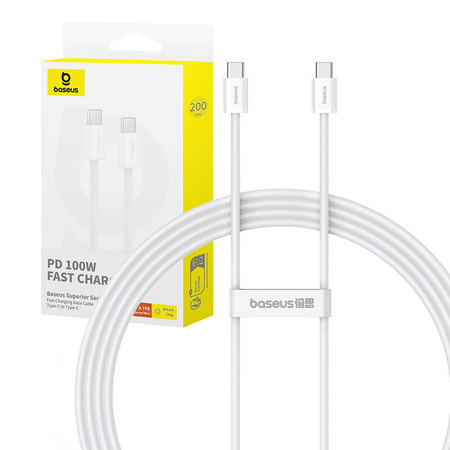 KABEL SZYBKIEGO ŁADOWANIA USB-C DO USB-C BASEUS SUPERIOR 2 100W 2M (BIAŁY)