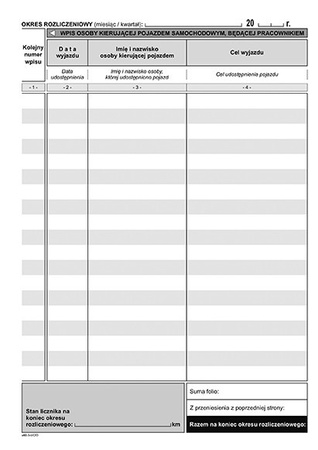 DRUK AKCYDENSOWY EWIDENCJA PRZEBIEGU POJAZDU DLA CELÓW PODATKU OD TOWARÓW I USŁUG A5 MICHALCZYK I PROKOP 32 STRONY
