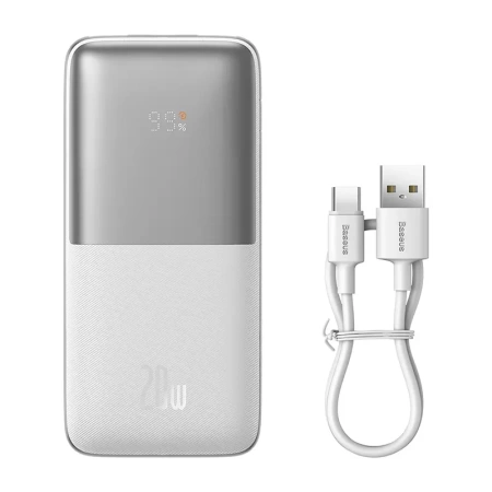 POWERBANK BASEUS BIPOW PRO 10000MAH, 2XUSB, USB-C, 20W (BIAŁY)