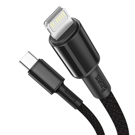 KABEL USB-C DO LIGHTNING BASEUS HIGH DENSITY BRAIDED, 20W, 5A, PD, 2M (CZARNY)