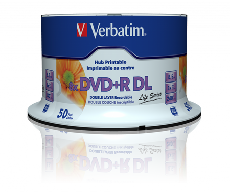 VERBATIM DVD+R DL, DOUBLE LAYER INKJET PRINTABLE, 97693, 8.5GB, 8X, SPINDLE, 50-PACK, 12CM, DO ARCHIWIZACJI DANYCH