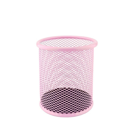 PRZYBORNIK NA DŁUGOPISY ?91X98MM D.RECT PUDROWY RÓŻ METALOWA SIATKA