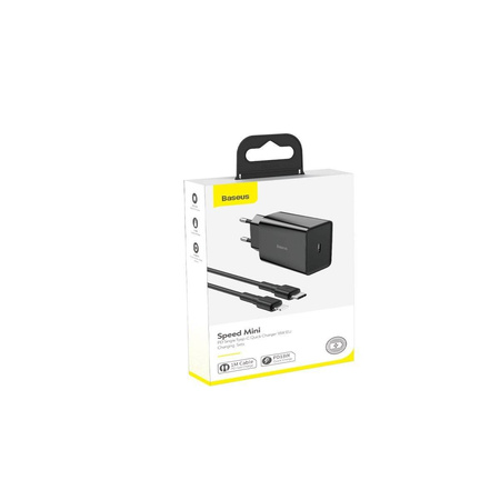 Zestaw ładowarek sieciowych USB-C PD Baseus Mini, Power Delivery 18W i kabla USB-C - Lightning 1m (czarny) 5szt.