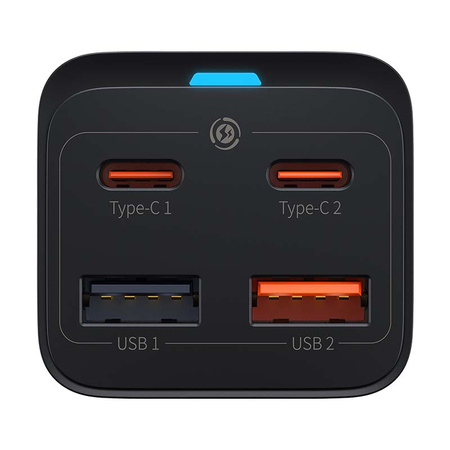 ŁADOWARKA SIECIOWA BASEUS GAN3 PRO, 2X USB-C, 2X USB, 65W (CZARNA)