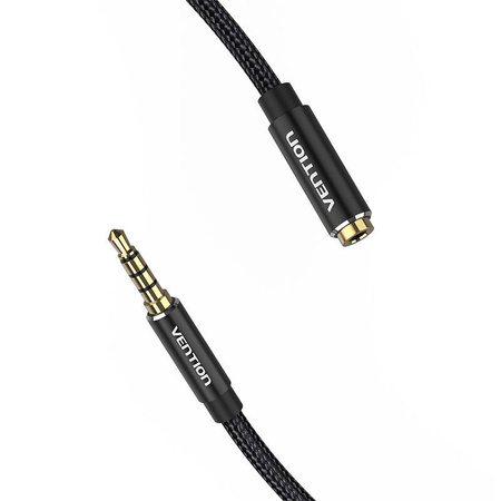 KABEL AUDIO TRRS 3,5MM MĘSKI DO 3,5MM ŻEŃSKI VENTION BHCBF 1M CZARNY