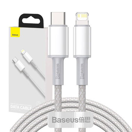 Kabel BASEUS High Density Braided USB-C-Lightning 2m (biały)