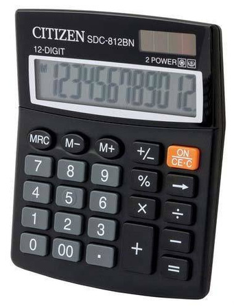 Kalkulator 124x102x25mm CITIZEN Business Pro Line SDC812NR czarny solarne+bateria GP189