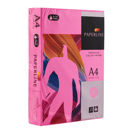 PAPIER KSERO KOLOR A4 PAPERLINE RÓŻOWY FLUORESCENCYJNY 75G 500 ARK