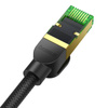 KABEL SIECIOWY W OPLOCIE KAT. 8 BASEUS ETHERNET RJ45, 40GBPS, 0,5M (CZARNY)