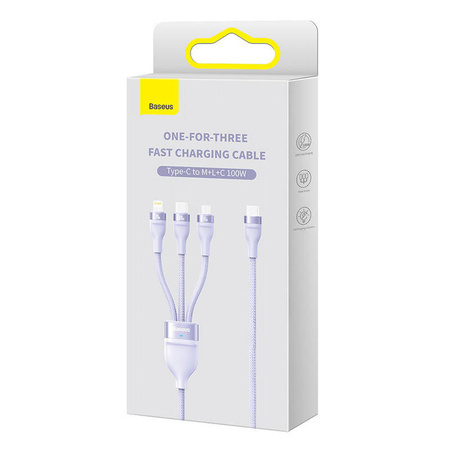 Kabel BASEUS Flash Series 2 USB-C-3w1 1.5m (fioletowy)