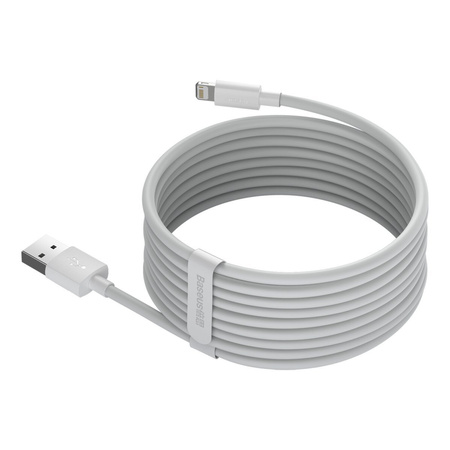 KABEL USB DO LIGHTNING BASEUS SIMPLE WISDOM, 2.4A, 1.5M (BIAŁY) 2SZT.