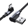 Kabel UGREEN US176 USB-A-USB-C 1m kątowy (czarny)