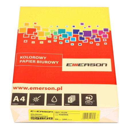 PAPIER KSERO KOLOR A4 EMERSON ŻÓŁTY 80G 500 ARK