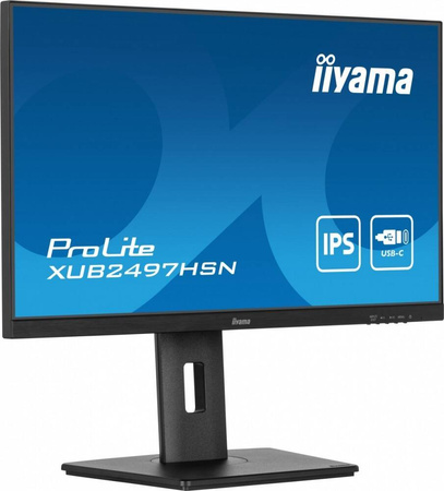 IIYAMA MONITOR 24 CALE XUB2497HSN-B2 IPS, USB-C DOCK, HDMI, DP, 300CD, PIVOT, HAS