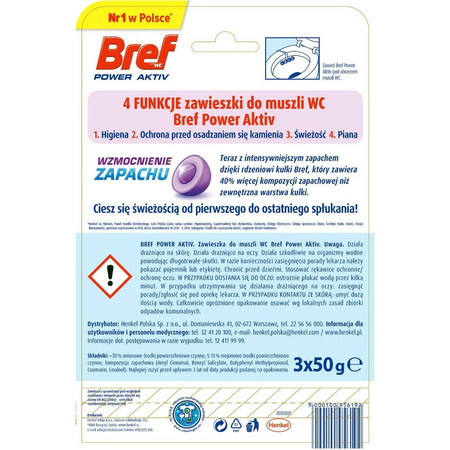ZAWIESZKA WC KULKI BREF POWER ACTIV LAWENDA 50GX3