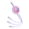 KABEL USB-C 3W1 BASEUS BRIGHT MIRROR 4, MICRO USB / LIGHTNING / USB-C, 100W / 3.5A, 1.1M (FIOLETOWY)