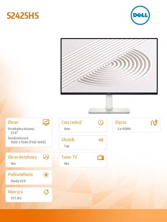 DELL MONITOR 23.8 CALA S2425HS IPS LED 100HZ FULL HD (1920X1080)/16:9/2XHDMI/SPEAKERS/FULLY ADJUSTABLE STAND/3Y