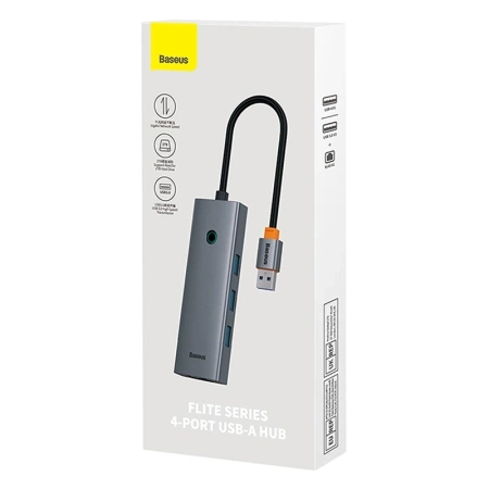 Hub 4w1 Baseus UltraJoy USB-A do USB 3.0 + RJ45 (szary)