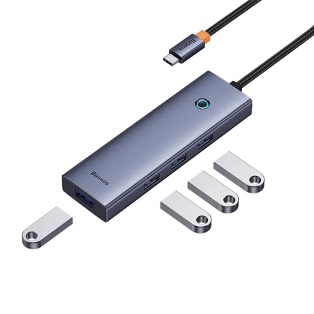 HUB 4W1 BASEUS ULTRAJOY  USB-C DO USB 3.0 (SZARY)