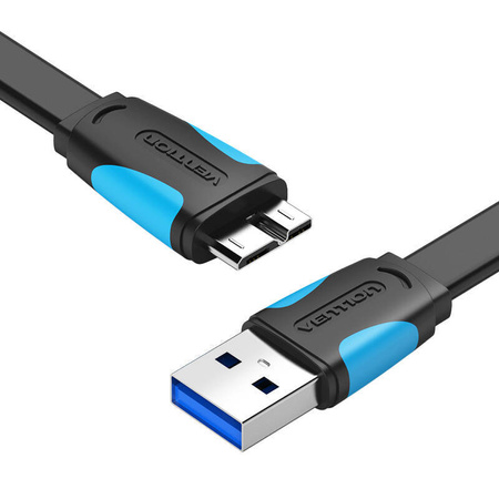PŁASKI KABEL USB 3.0 A DO MICRO B VENTION VAS-A12-B025 0,25M CZARNY