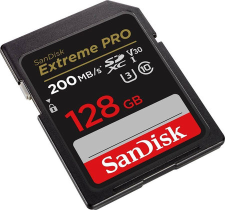 SANDISK KARTA PAMIĘCI EXTREME PRO SDXC 128GB 200/90 MB/S V30 UHS-I U3