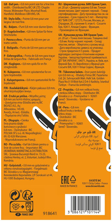 DŁUGOPIS BIC ORANGE 8099231 CZARNY 0.7MM POMARAŃCZOWA OBUDOWA