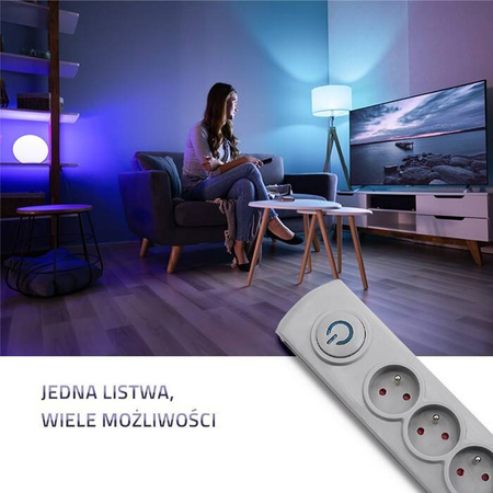 QOLTEC LISTWA ANTYPRZEPIĘCIOWA 5 GNIAZD | 1.8M | SZARA