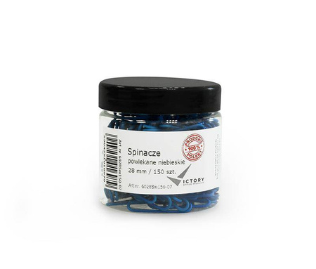 SPINACZE OKRĄGŁE 28MM VICTORY OFFICE PRODUCTS 6028SM150-07 NIEBIESKIE METALOWEPOWLEKANE W SŁOIKU MAŁYM 150SZT
