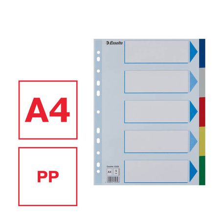 PRZEKŁADKI A4 ESSELTE 15259 MIX PP 5SZT