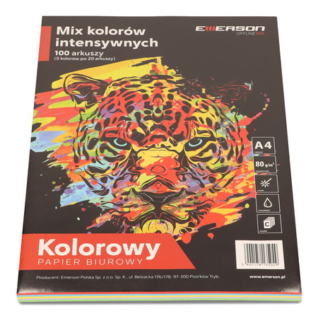 PAPIER KSERO KOLOR A4 EMERSON MIX INTENSYWNY 80G 5*20ARK.