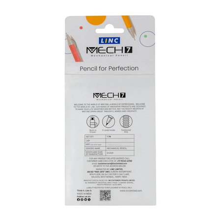 OŁÓWEK AUTOMATYCZNY Z GUMKĄ LINC MECH7 0.7MM