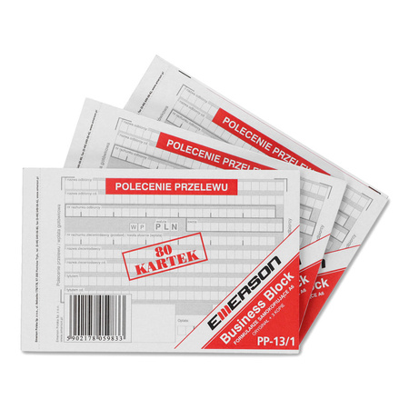 DRUK AKCYDENSOWY POLECENIE PRZELEWU KLEJONKA A6 EMERSON PP-13/1 1+3 80 KART. 5 BL.