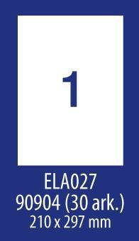 Etykiety samoprzylepne 210x297mm uniwersalne AVERY ZWECKFORM ECONOMY ELA027 białe 100ark*1szt