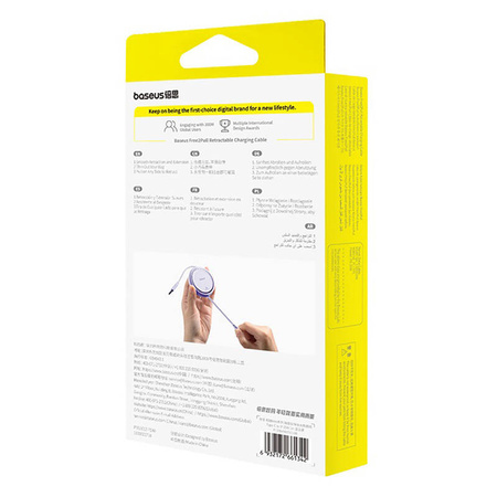 Kabel BASEUS Free2Pull USB-C-Lightning 1m 20W (fioletowy)